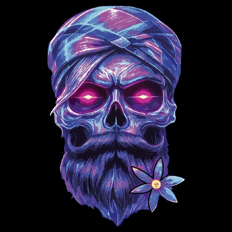 Mystical skull with talisman and edelweiss