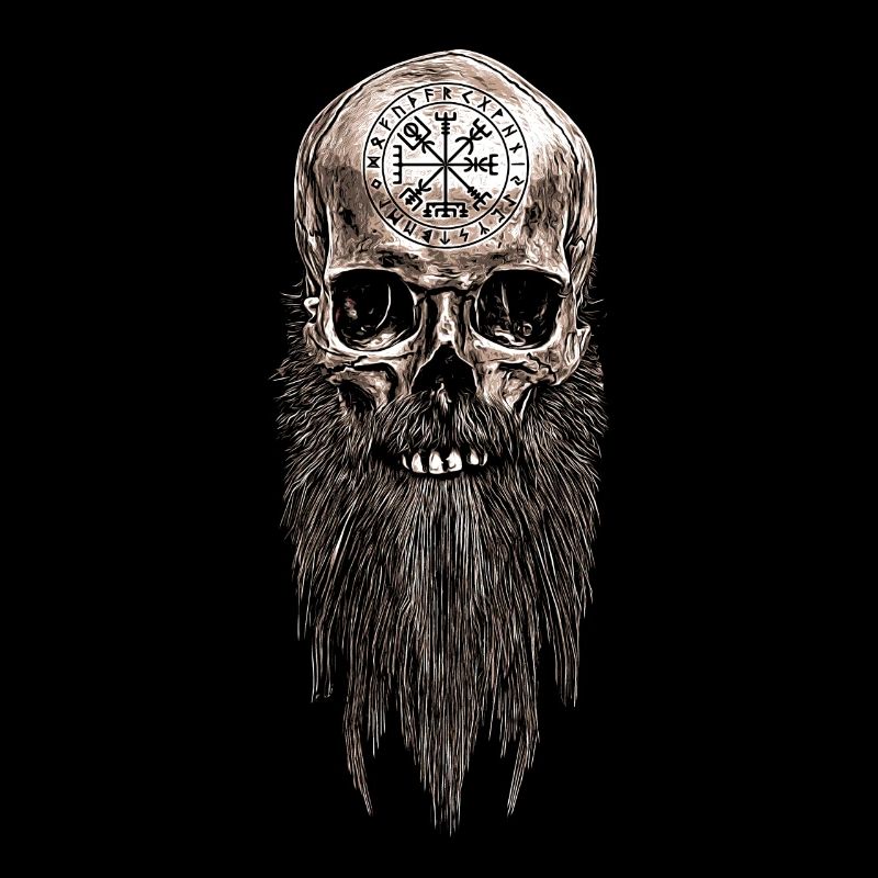 Wikinger Vikings Skull Schädel Vegvisir Bart