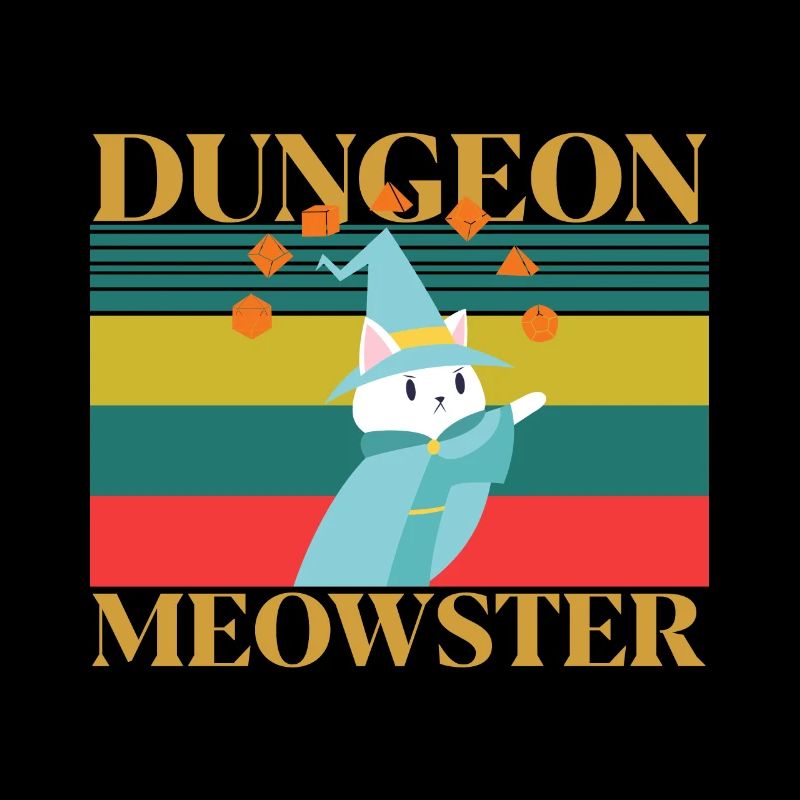 Retro cat dungeon meowster - rpg dice gift