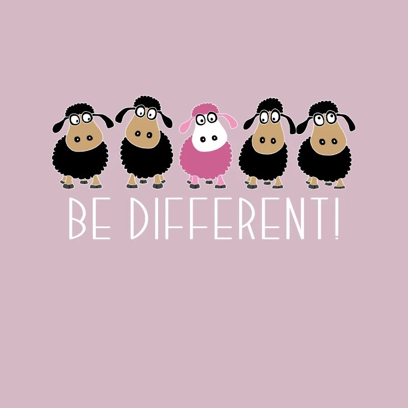 Be different. Pinkes Schaf. Anders sein. Geschenk