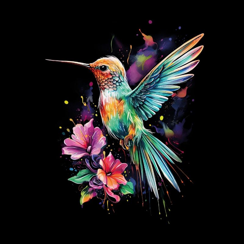Hummingbird Floral Bird Artwork