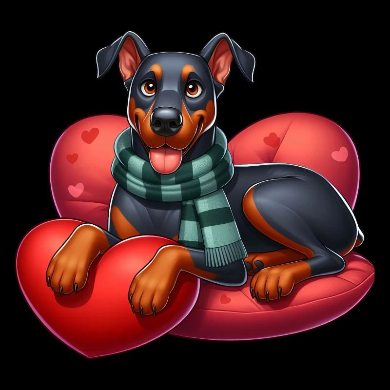 Mignon Doberman Amour Coeur