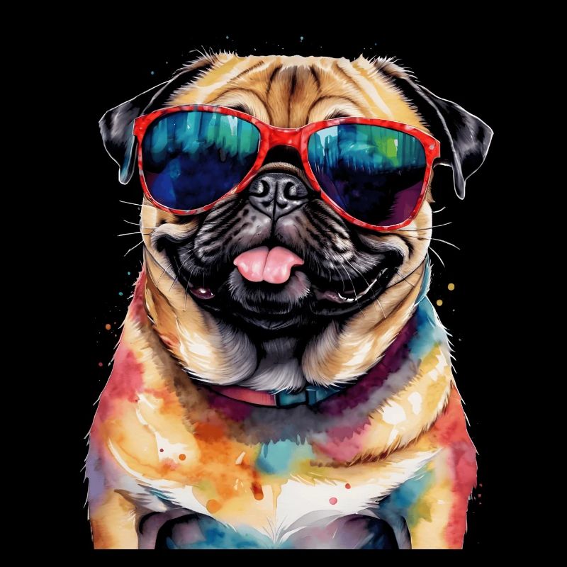 Mops Sonnenbrille Hund Bunt Lustig Design Print