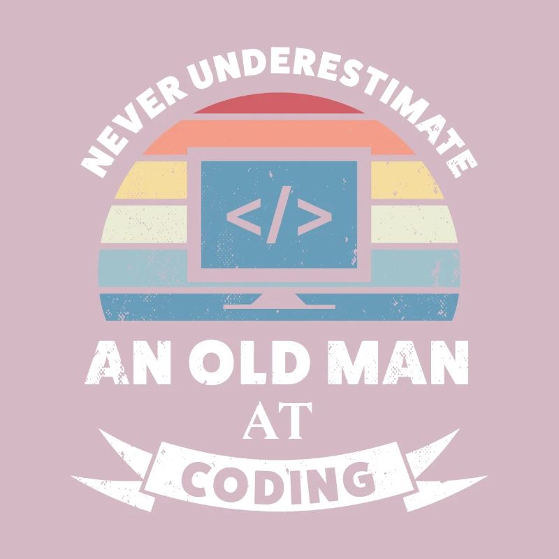 Lustiger alter Mann beim Codieren-Programmiergeschenk