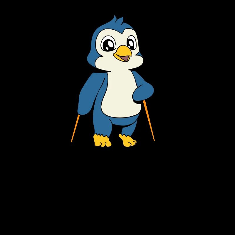 Nordic Walking Comic Pinguin