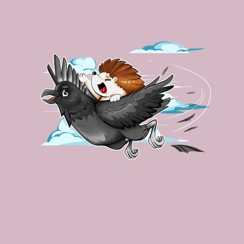Mouches hérisson sur corbeau