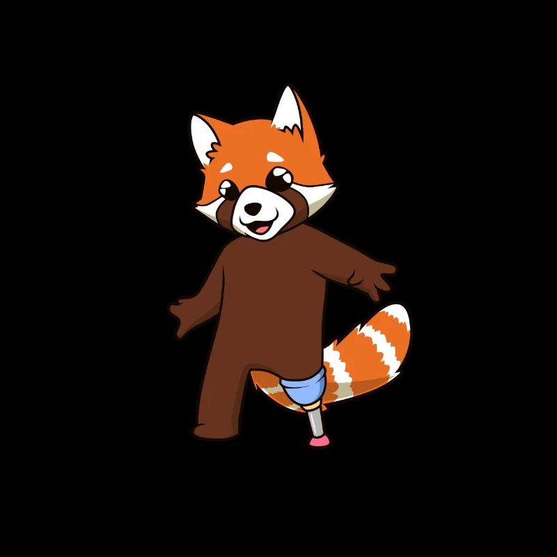 Roter Panda mit Beinprothese