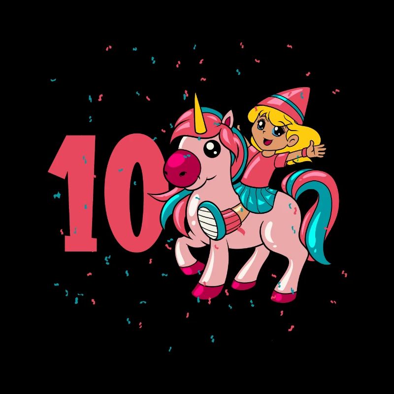Mit Einhorn - Mädchen Geburtstag 10 Jahre