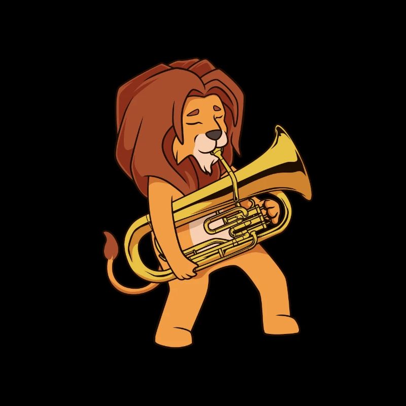 Cartoon lion playing euphonium