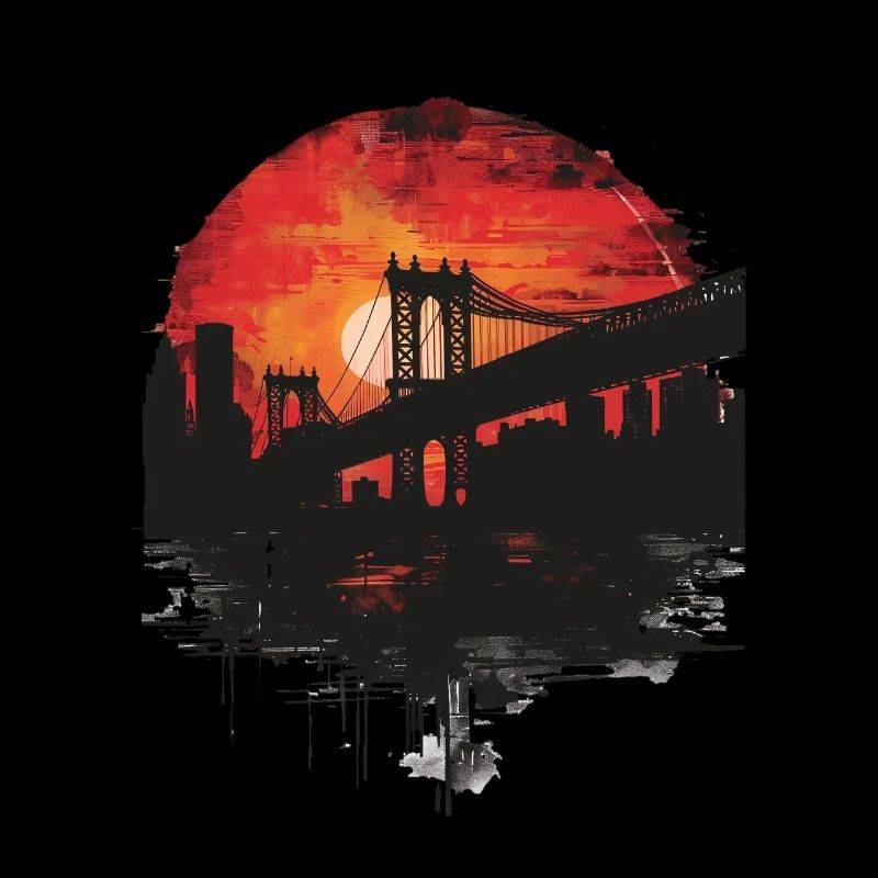 Sunset Brooklyn Bridge Scenery