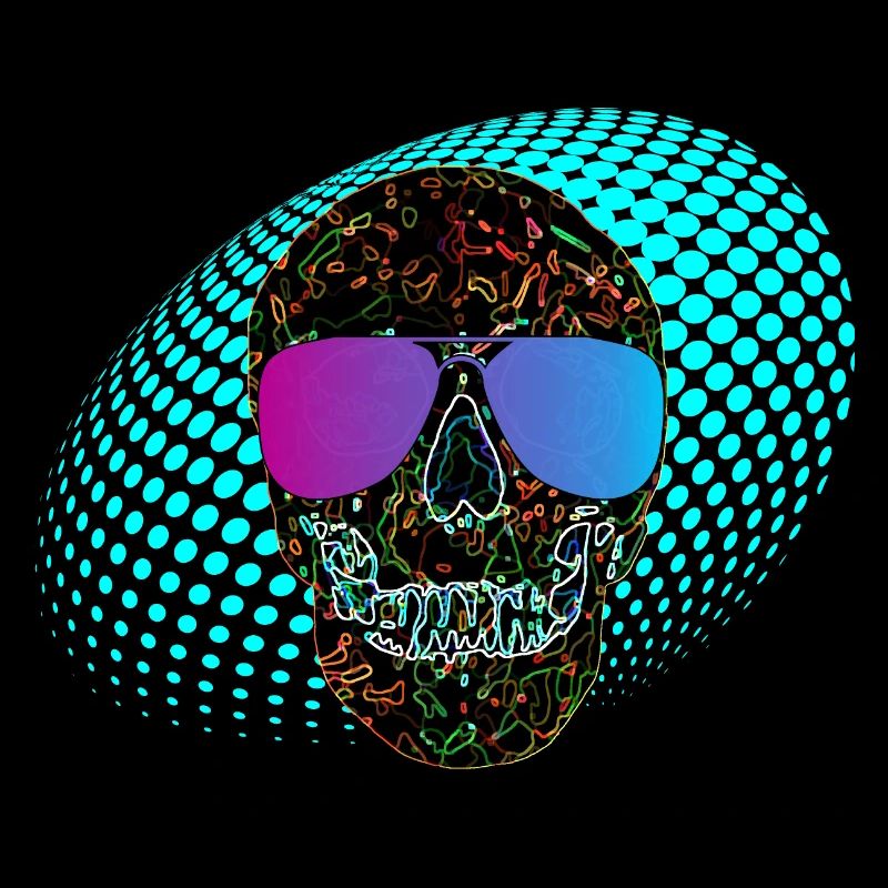 Disco skull party skull 3D neon