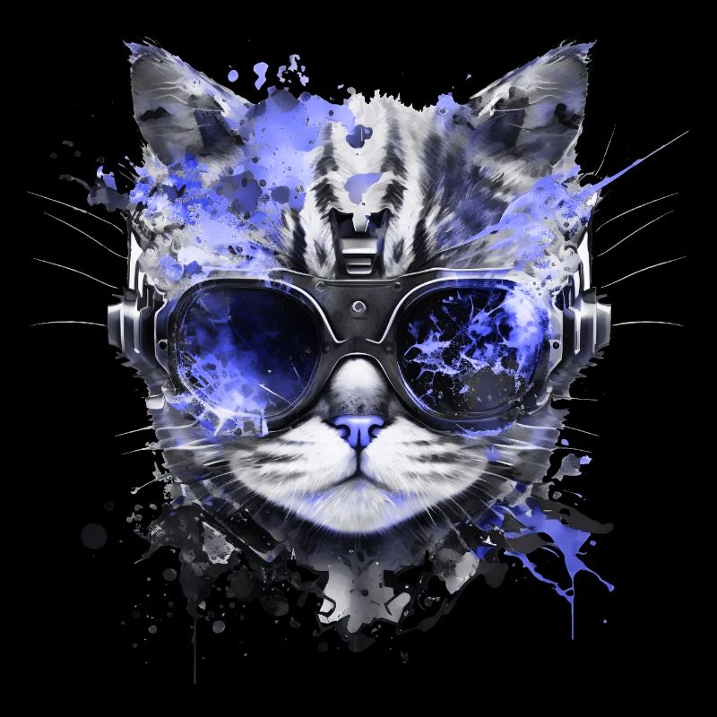 Cyberpunk Katze, Katzenkopf, Roboter, Cyborg