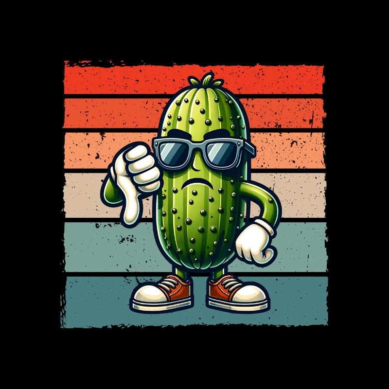 Concombre aigre Rétro Concombre Pouces vers le bas