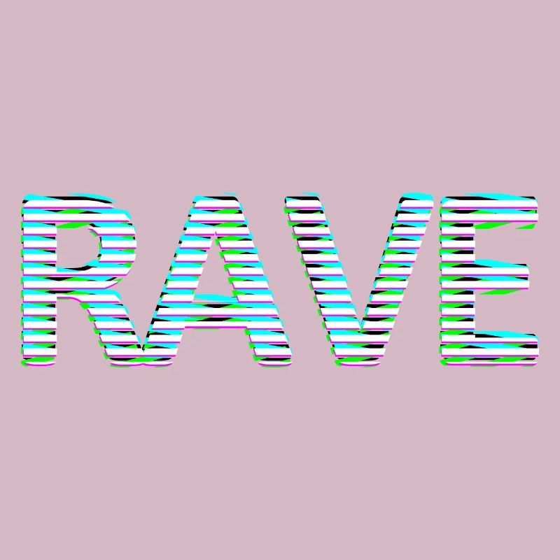 Rave lettering Tripping Techno LSD MNML neon white