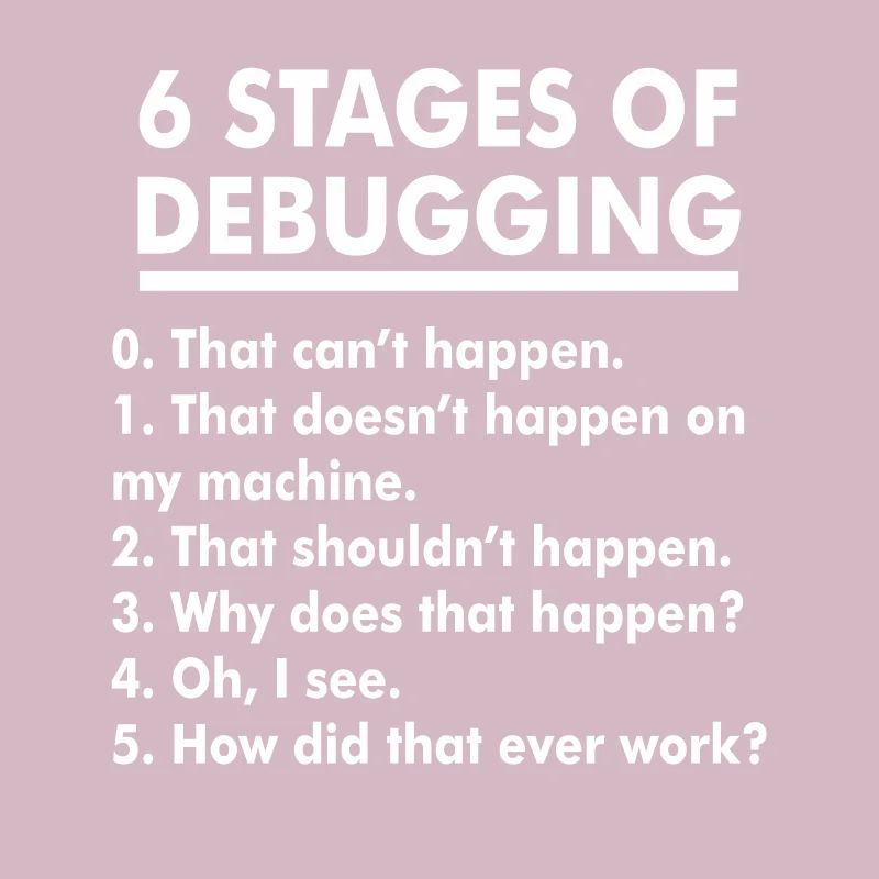 Humorous Debugging Stages Illustration