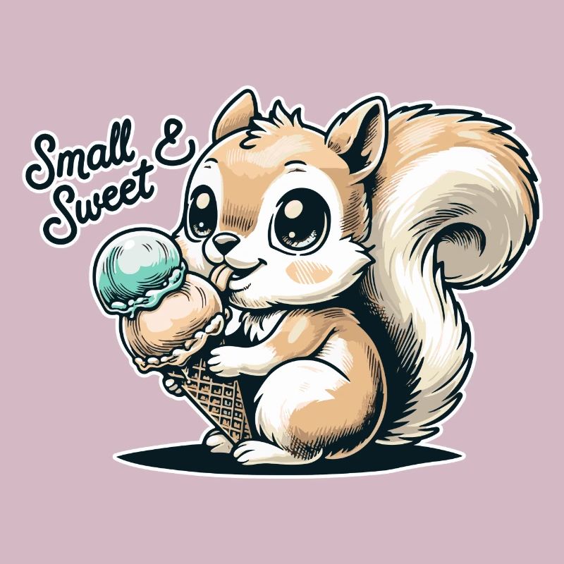 Écureuil de dessin animé mignon avec de la crème glacée