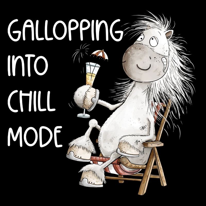 Pferd Im Liegestuhl Cocktail Chill Mode Spruch