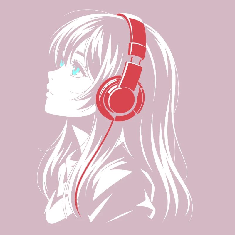 Fille d’anime avec conception de casque