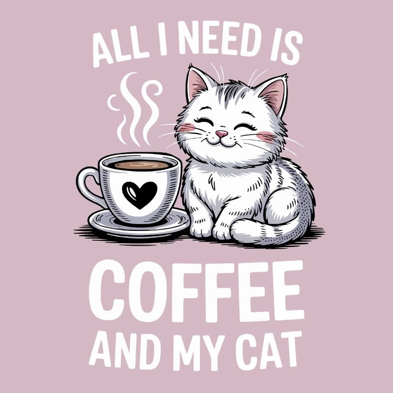 Conception de citation de café et de chat