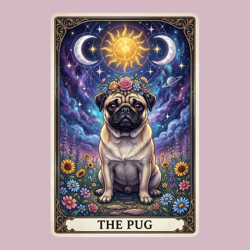 Sun Moon Pug Tarot Illustration