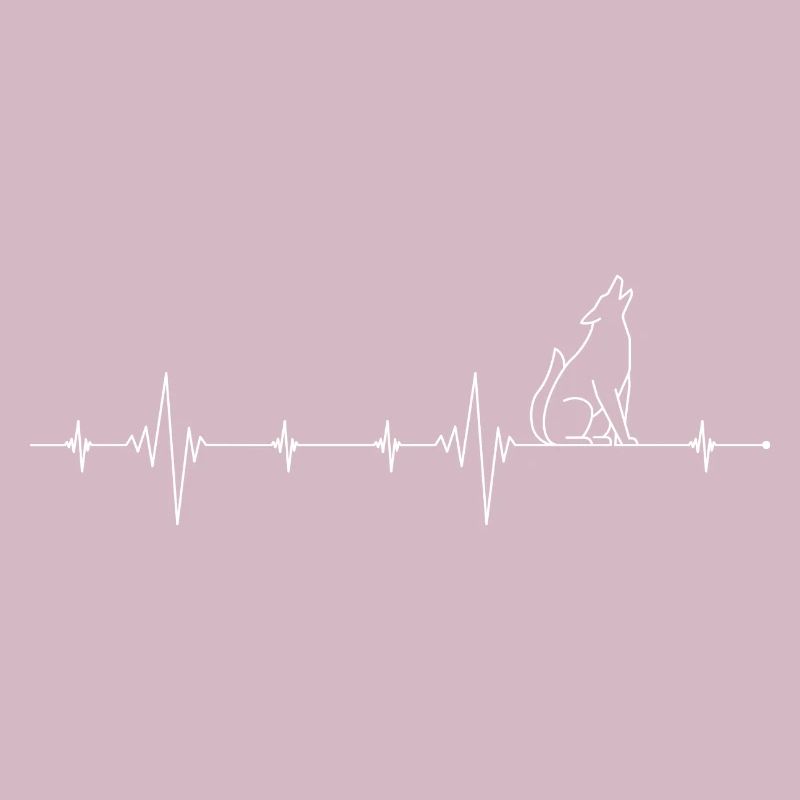 Wolf Heartbeat Line Art