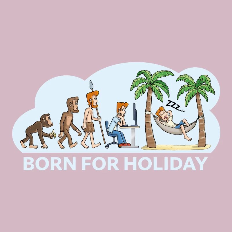 Né pour les vacances ! Motif de dessin animé Evolution