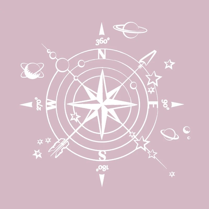 Compass Universe Planet Arrow Line Art