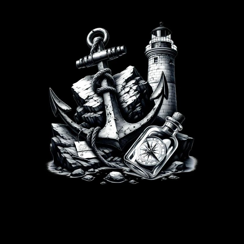 Anchor Lighthouse Compass Message in a Bottle