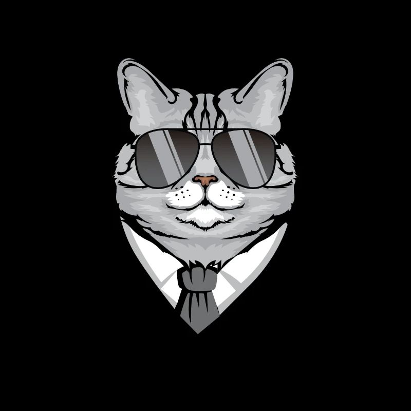 Chat avec lunettes de soleil, chemise et cravate