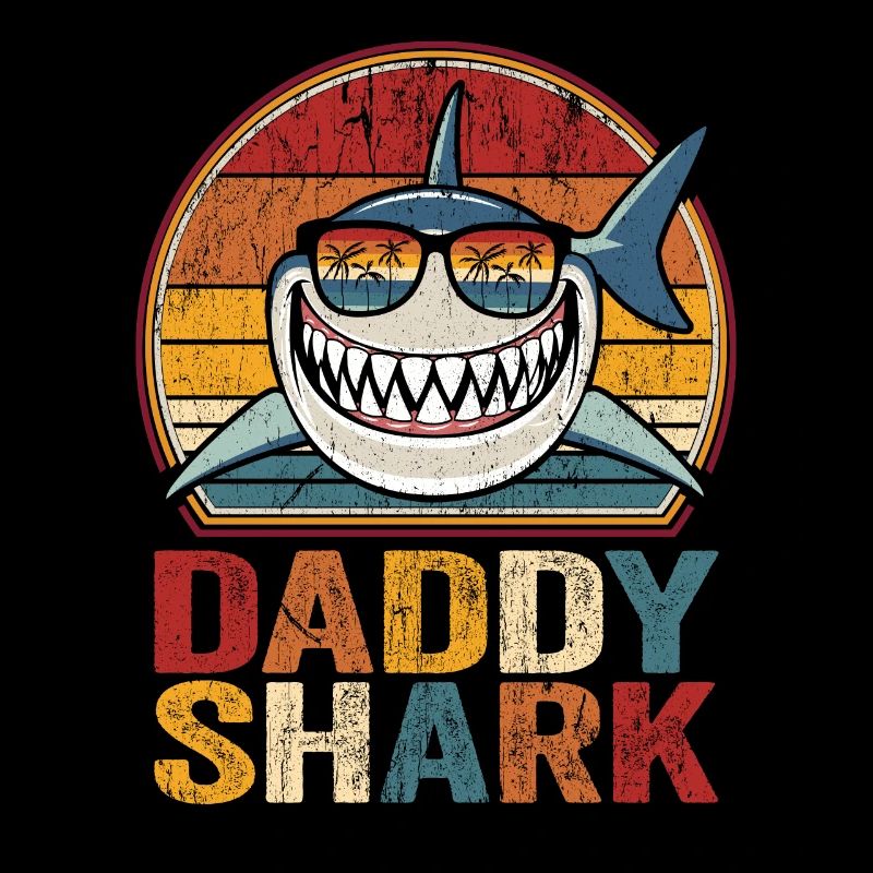 Papa Requin rétro Daddy Shark Requin papa papa papa papy papa