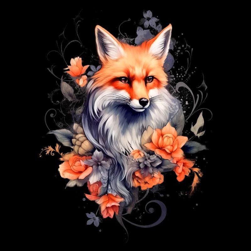Renard et fleurs
