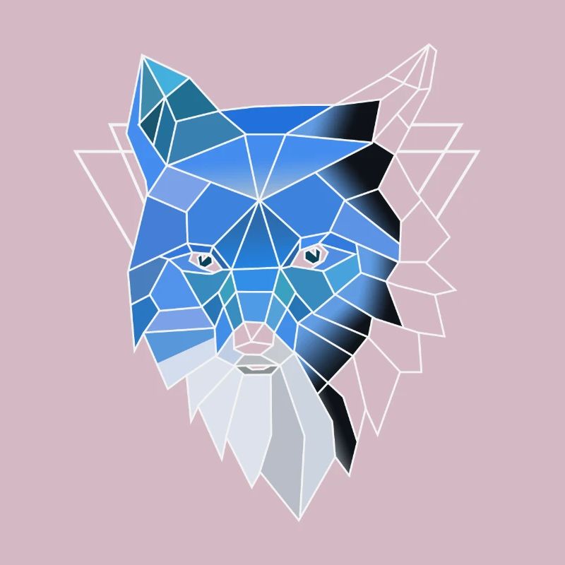 Loup polygone bleu