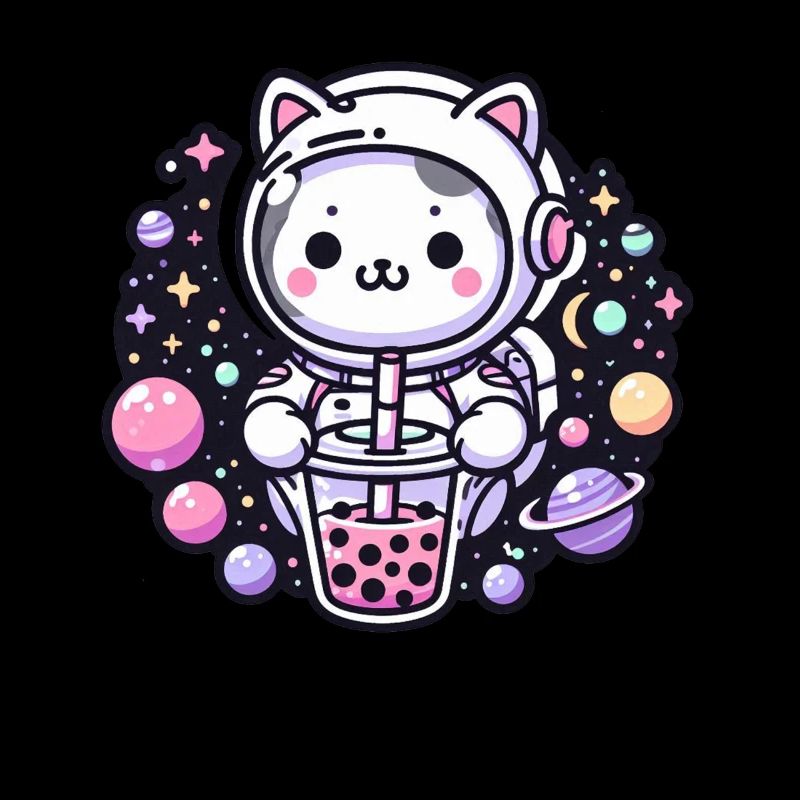 Kawaii Katze Astronaut Bubble Tea Im Weltraum