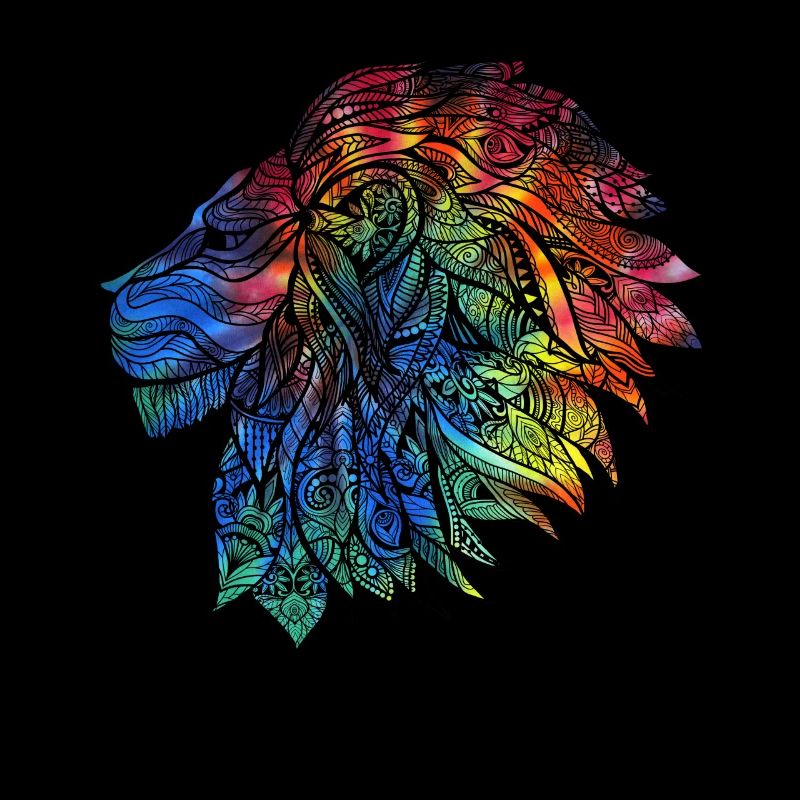 Cadeau de design de lion psychédélique. Mandala arc-en-ciel