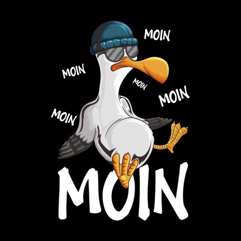 Plattdeutsche Möwe Moin Spruch Nordsee Hipster