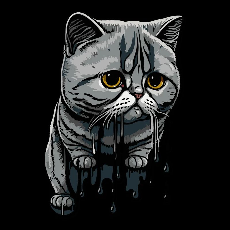 Colored drops and cute cat