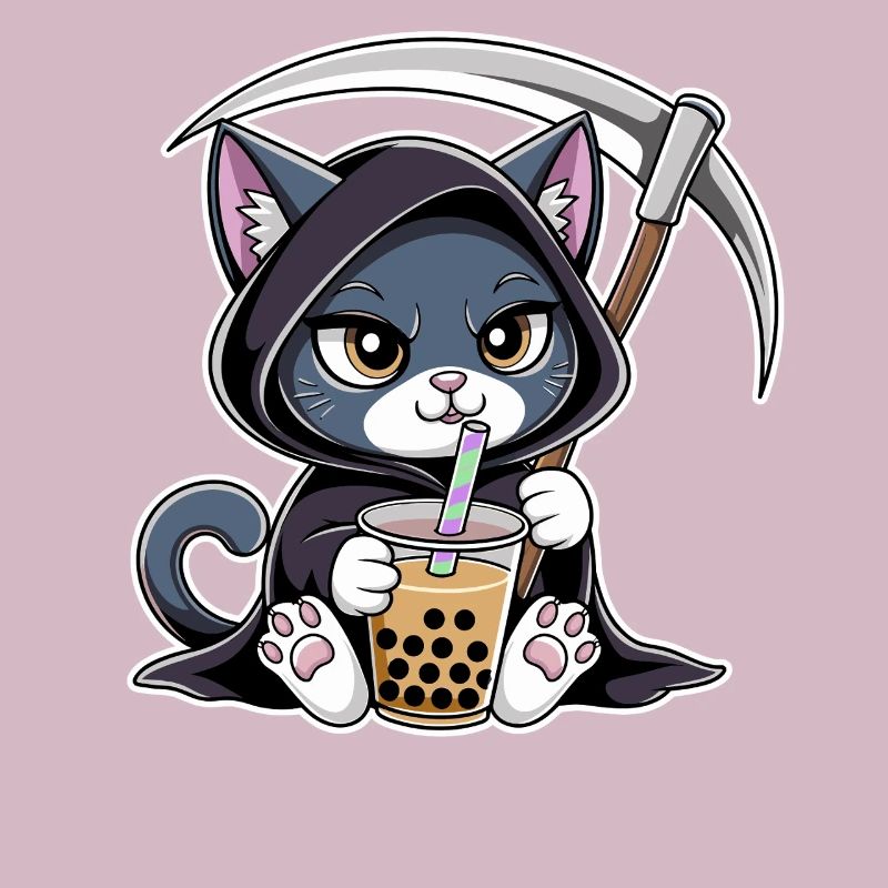 Sensenmann Katze Anime Katze Bubble Tea