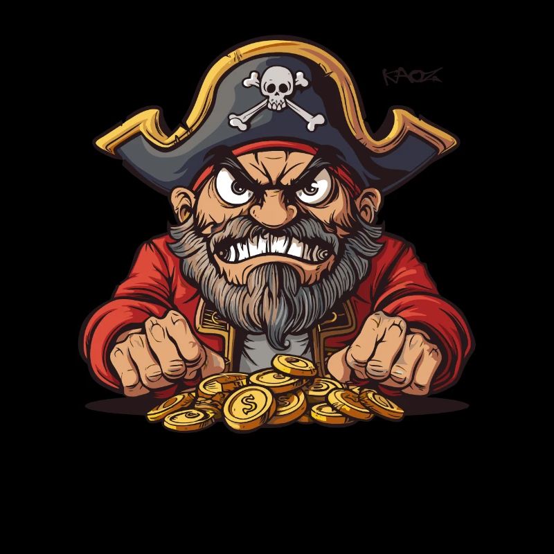 Argent des impôts Pirate de dessin animé cupide