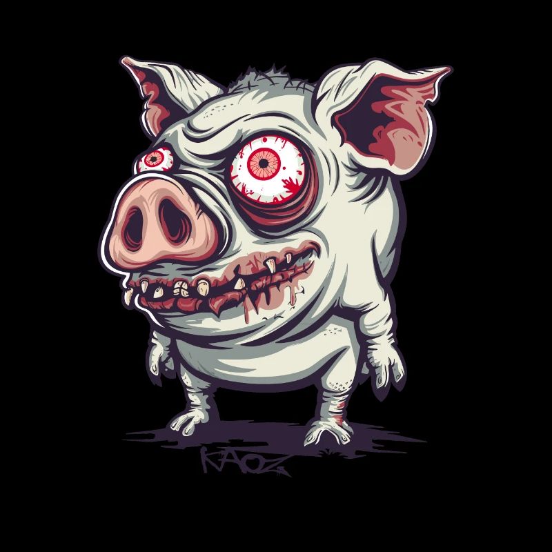 Cochon zombie mignon et bizarre