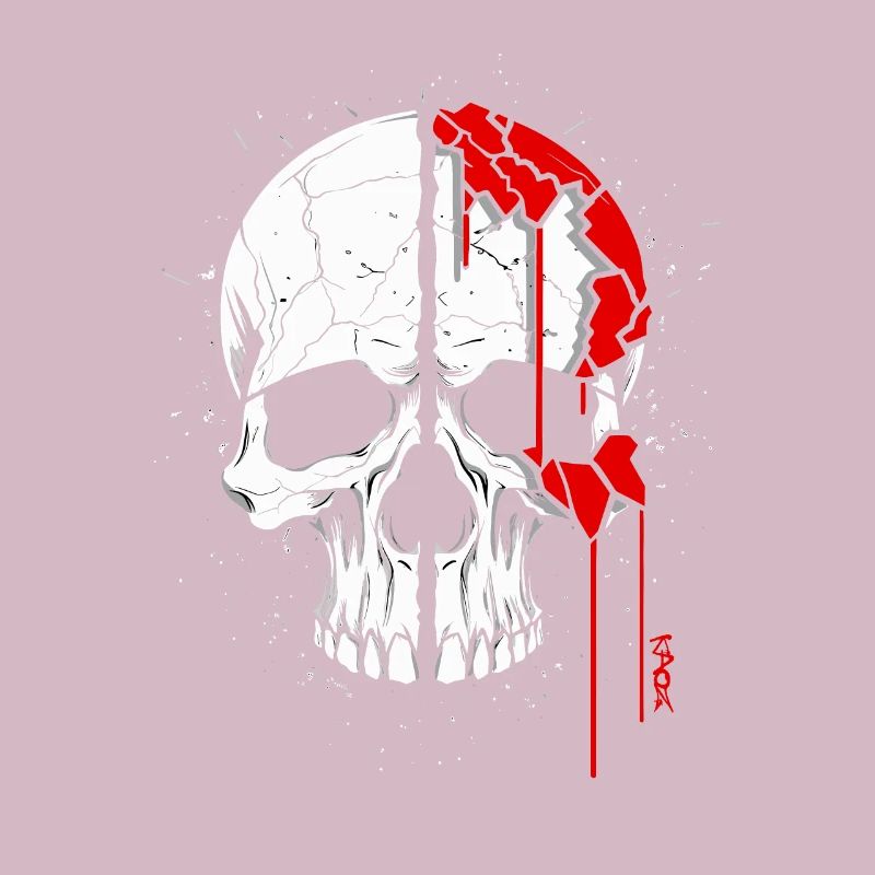 Skull with red paint