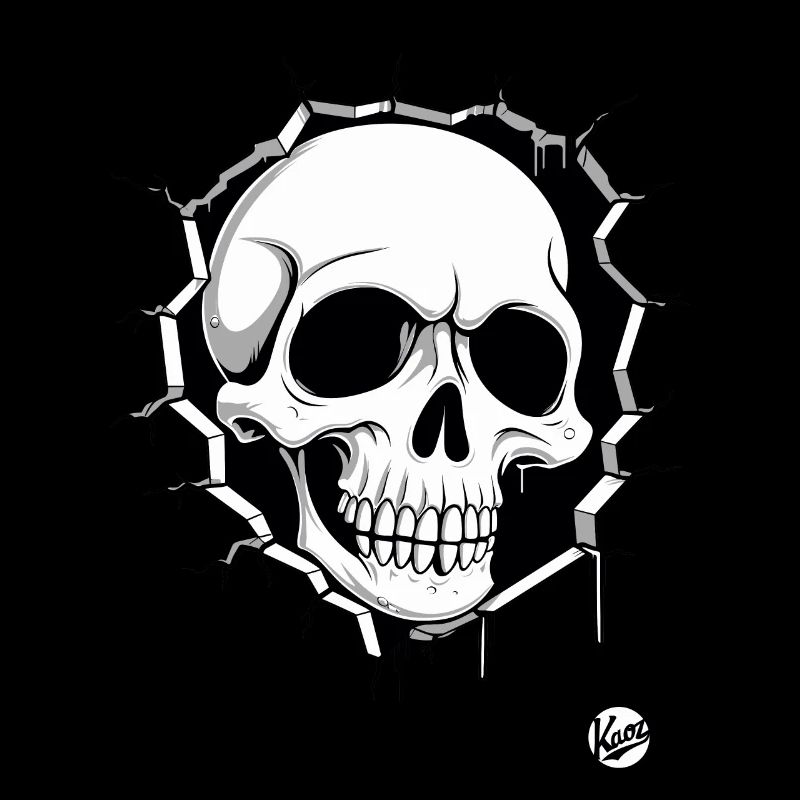 Crâne perçant le mur