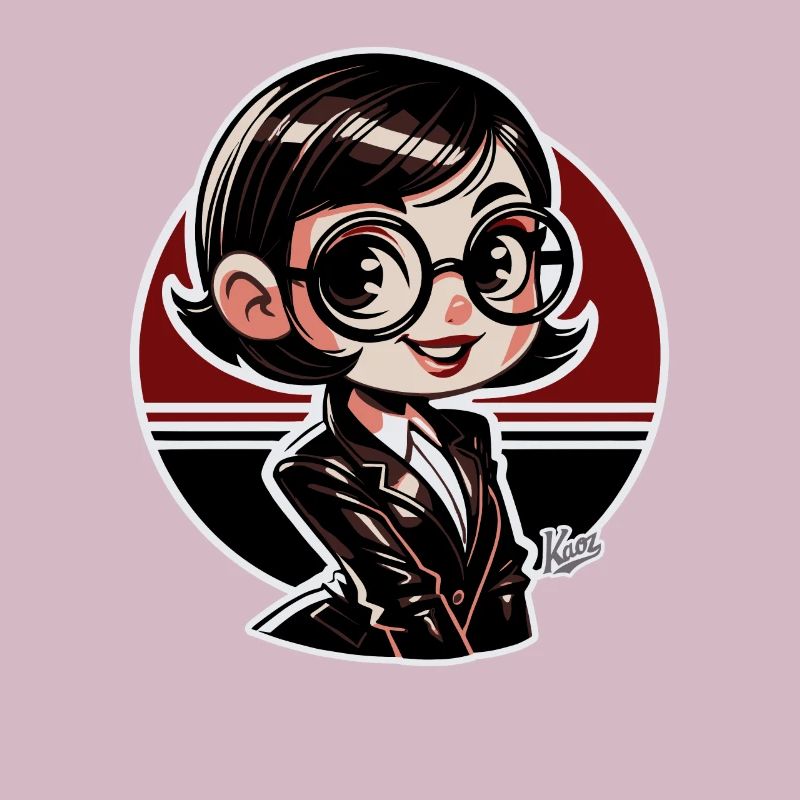 Chibi-cute nerdy retro book lover