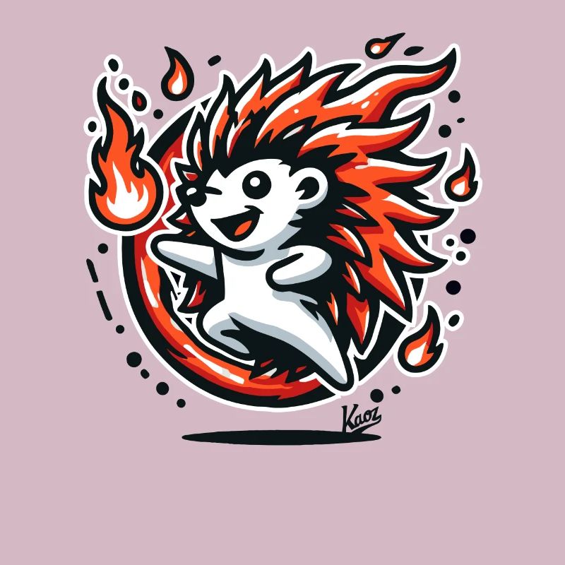 Hérisson chaud joyeux avec du feu