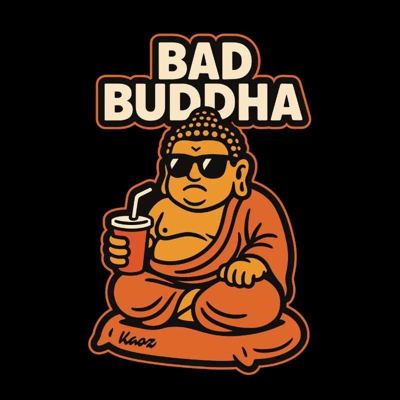 Bain Bouddha avec lunettes de soleil et mug