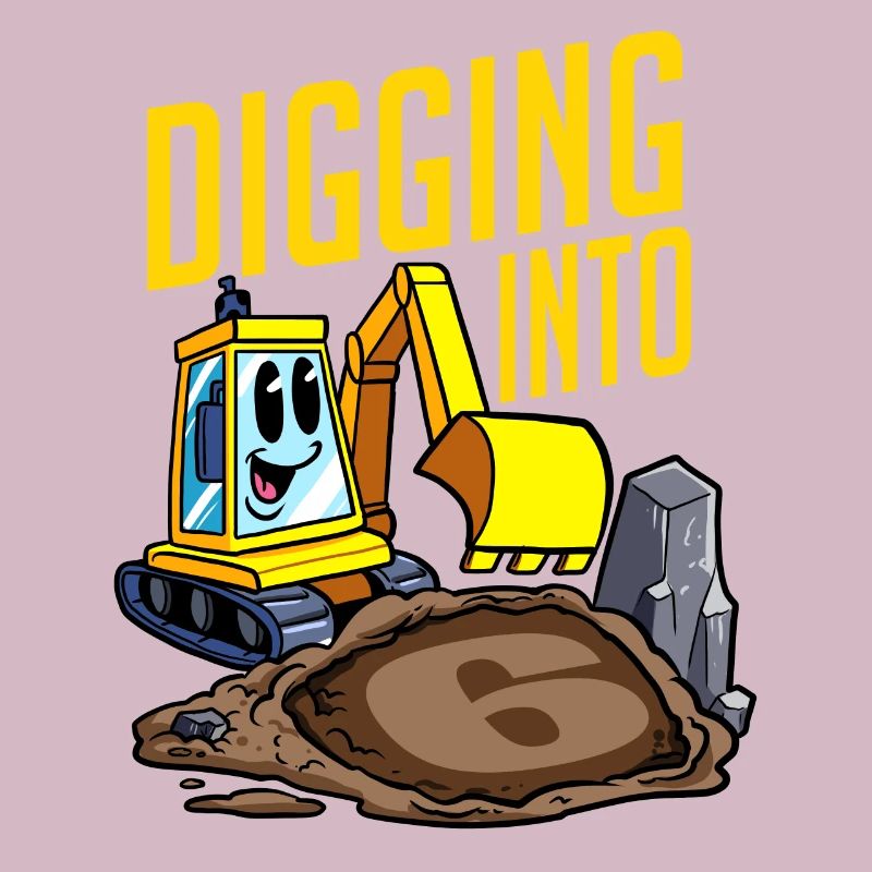 Excavator Driver Digging Into 6 Birthday Excavator
