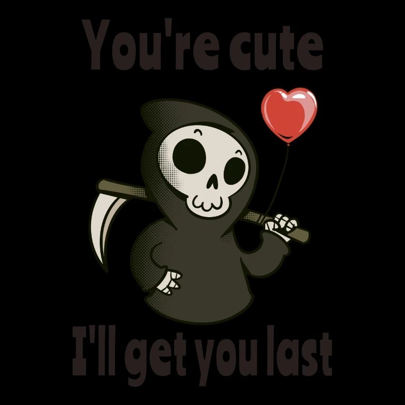 Süßer Sensenmann mit romantischem Herzen