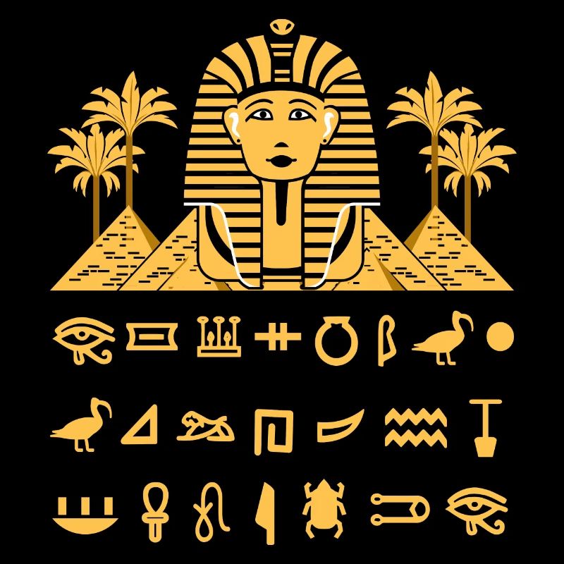 Ägyptische Hieroglyphen Anubis Bastet und Sphinx