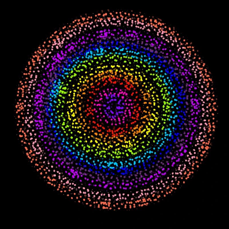 Concentric rainbow dot circles