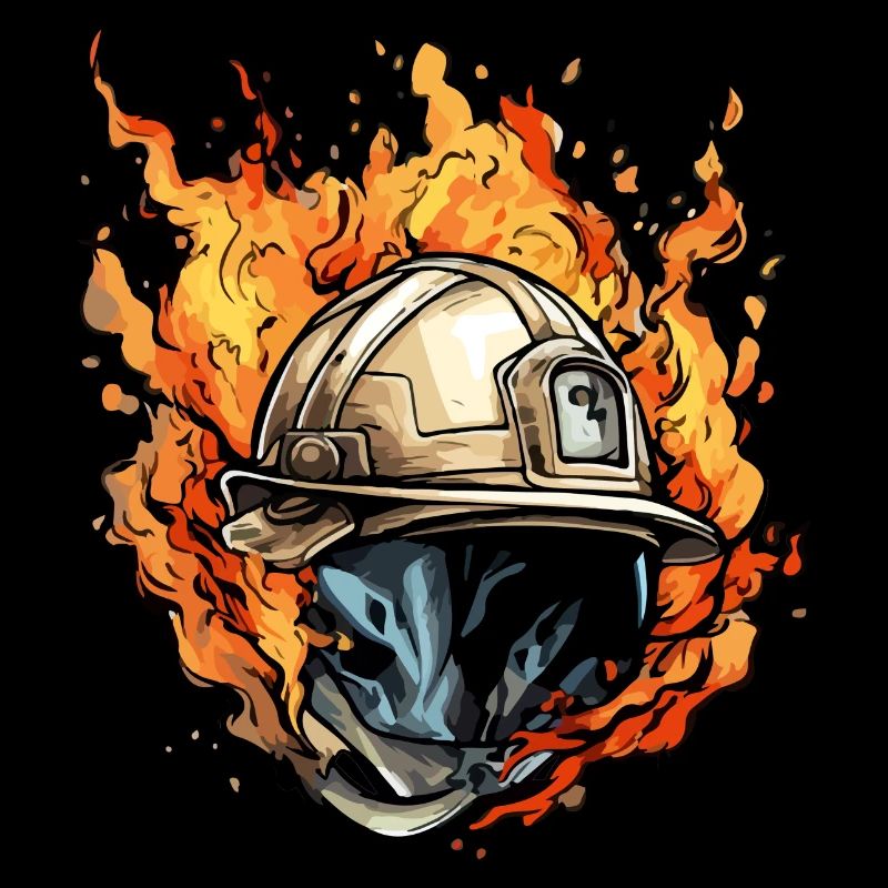 Casque de pompier en feu n°1
