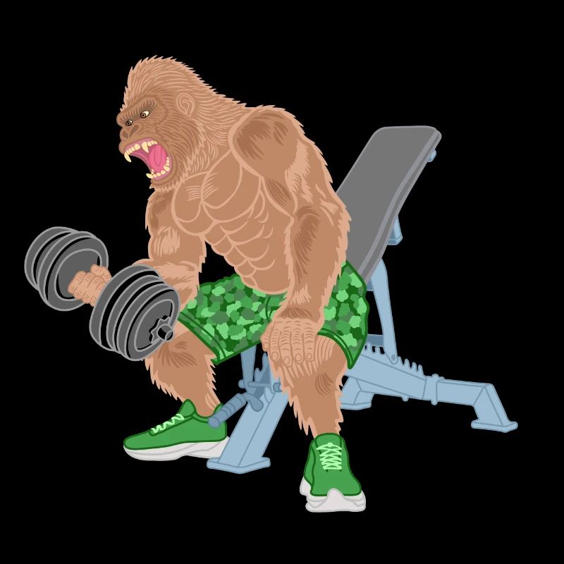 Monkey, Gorilla, Bodybuilder Monkey, Comic, Fitness